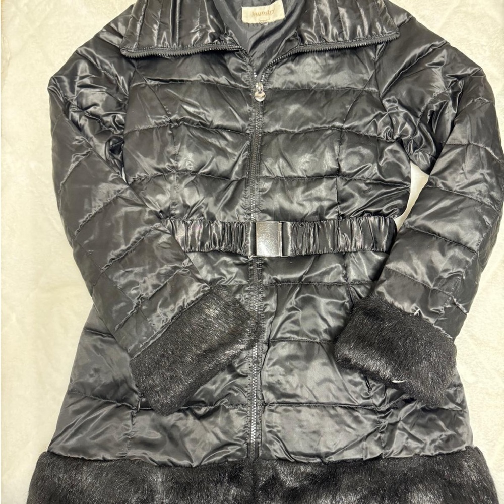 Laundry By Shelli Segal Shiny Black Puffer Coat